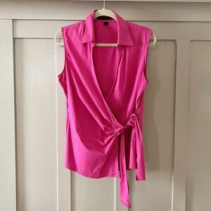 Express Sleeveless Wrap Blouse in Hot Pink